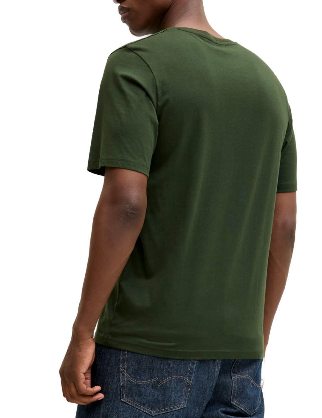 Camiseta Jack & Jones diseño navideño Papa Noel verde hombre
