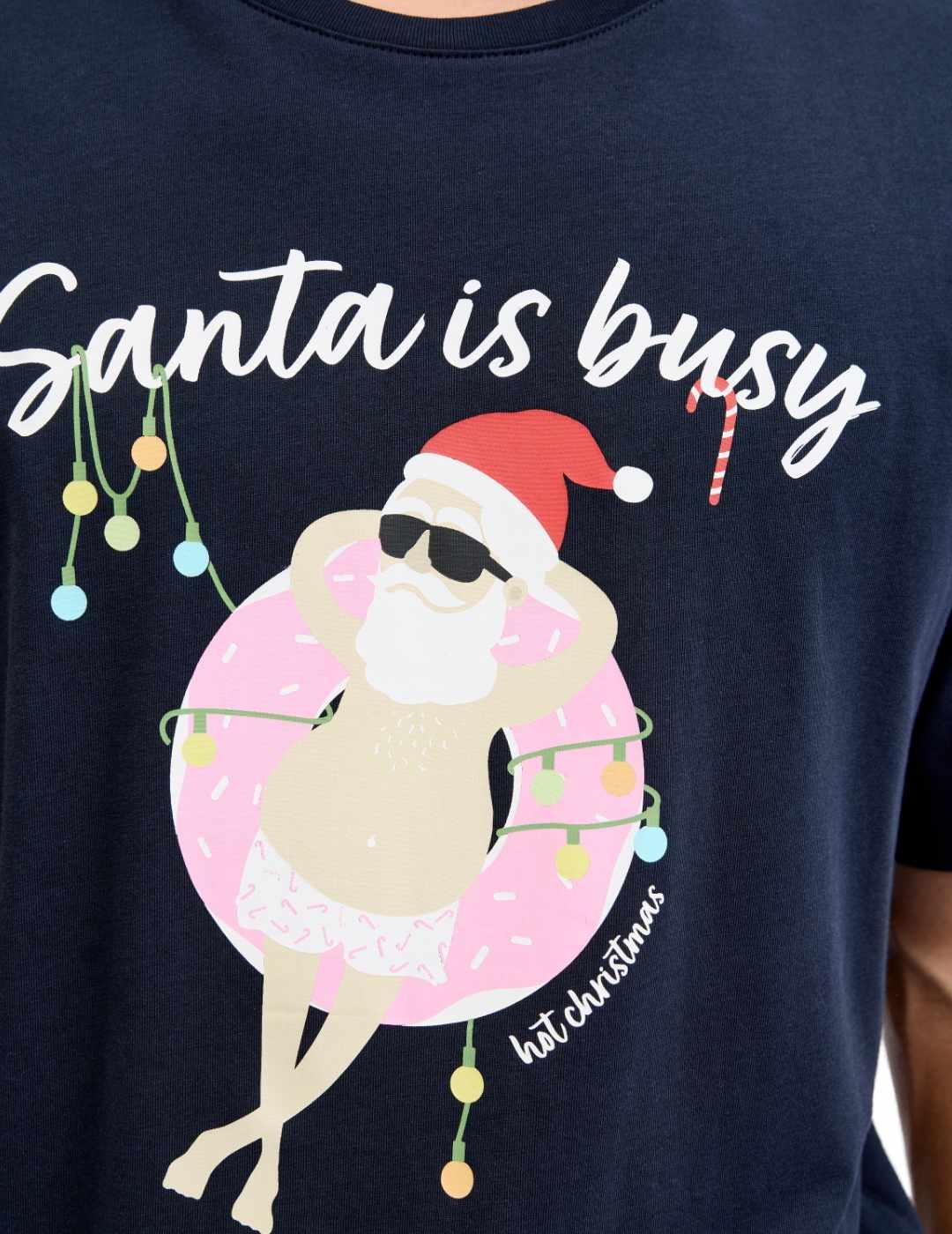 Camiseta Jack & Jones diseño navideño Santa marino de hombre