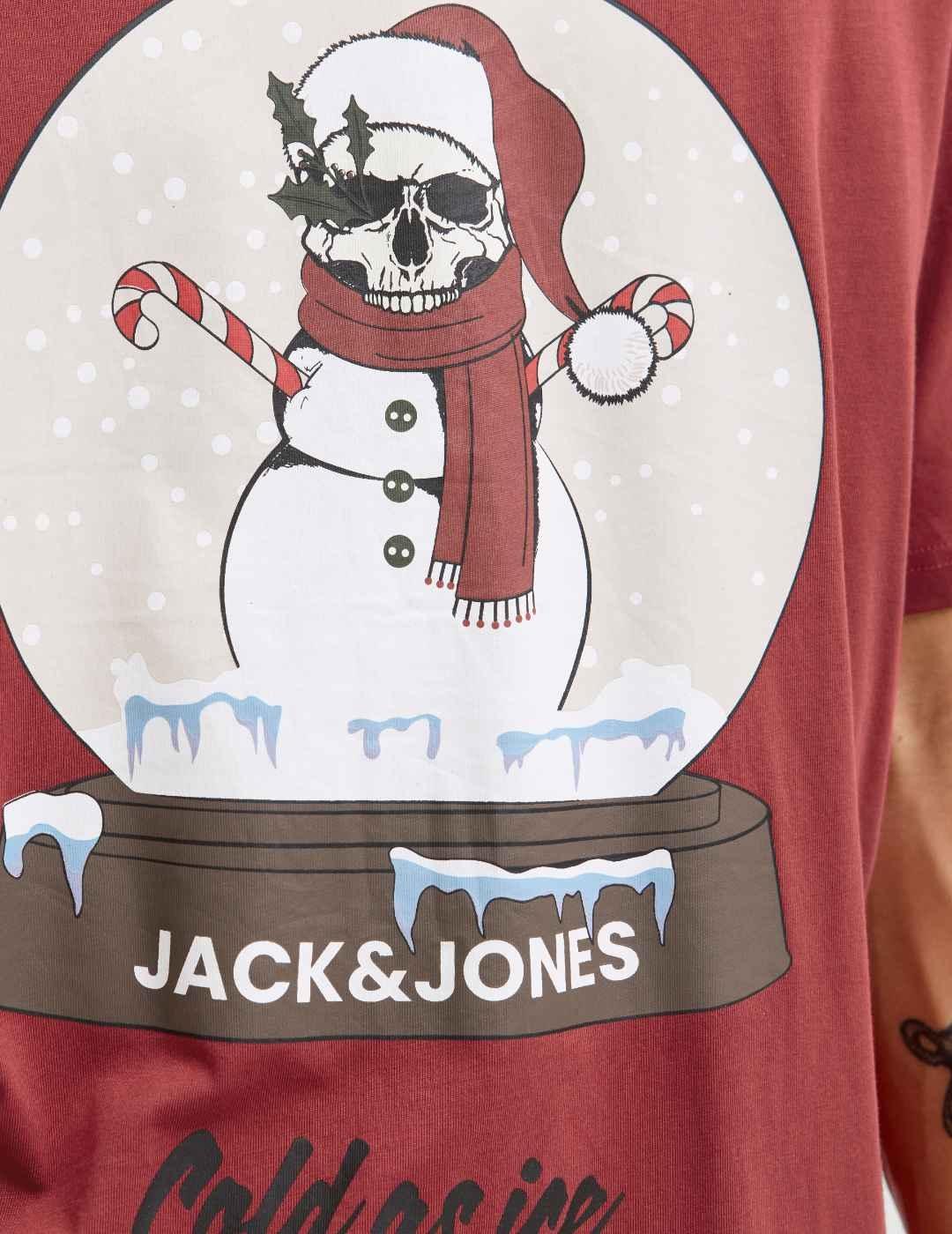 Camiseta Jack&Jones Noel muñeco de nieve roja  para hombre