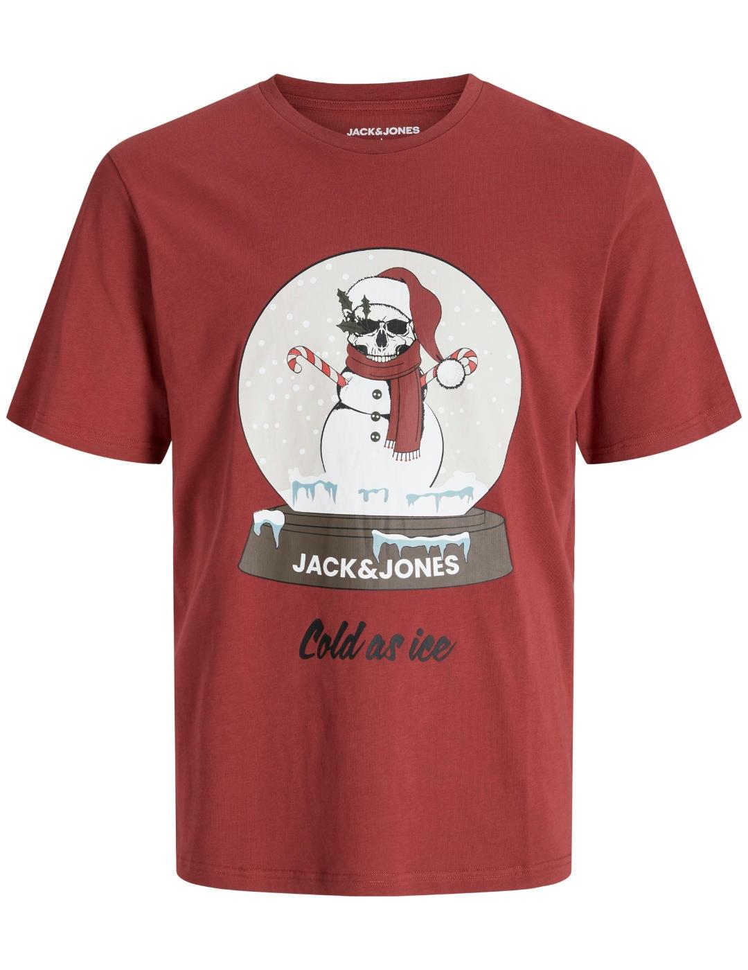 Camiseta Jack&Jones Noel muñeco de nieve roja  para hombre