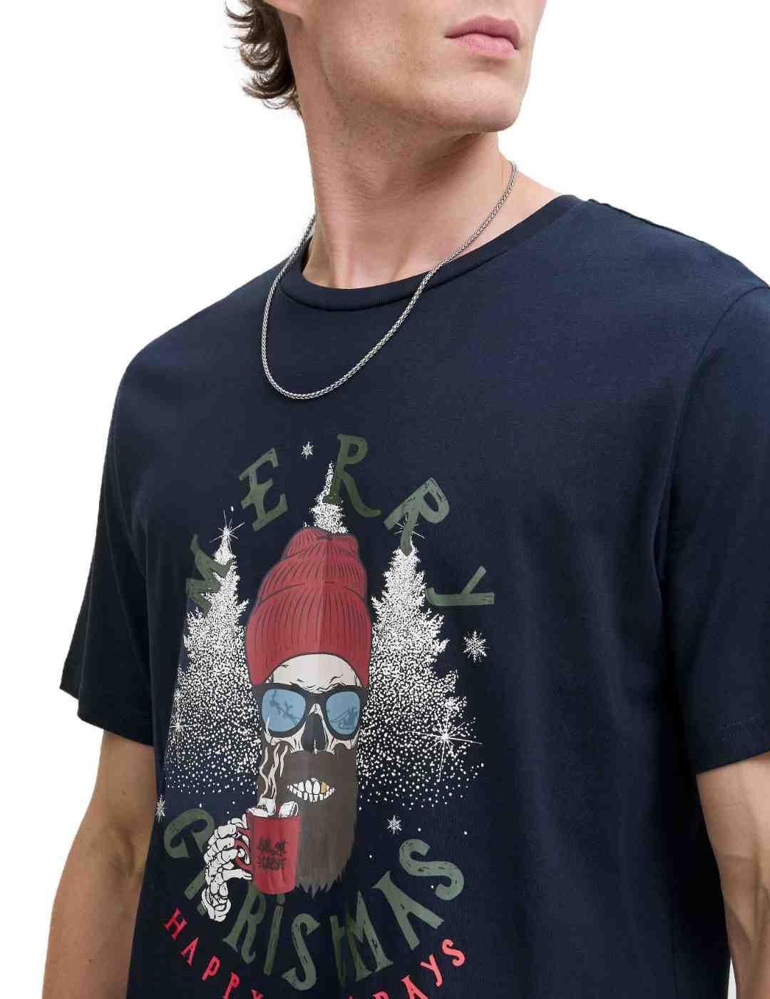 Camiseta Jack&Jones Noel azul calavera para hombre