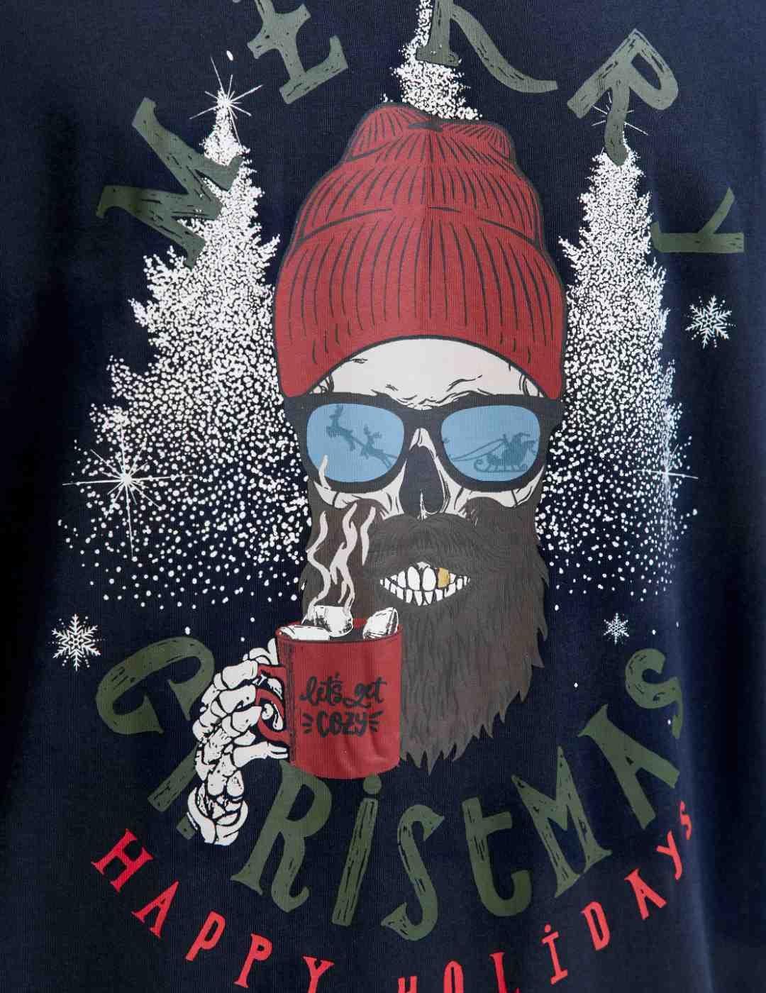 Camiseta Jack&Jones Noel azul calavera para hombre