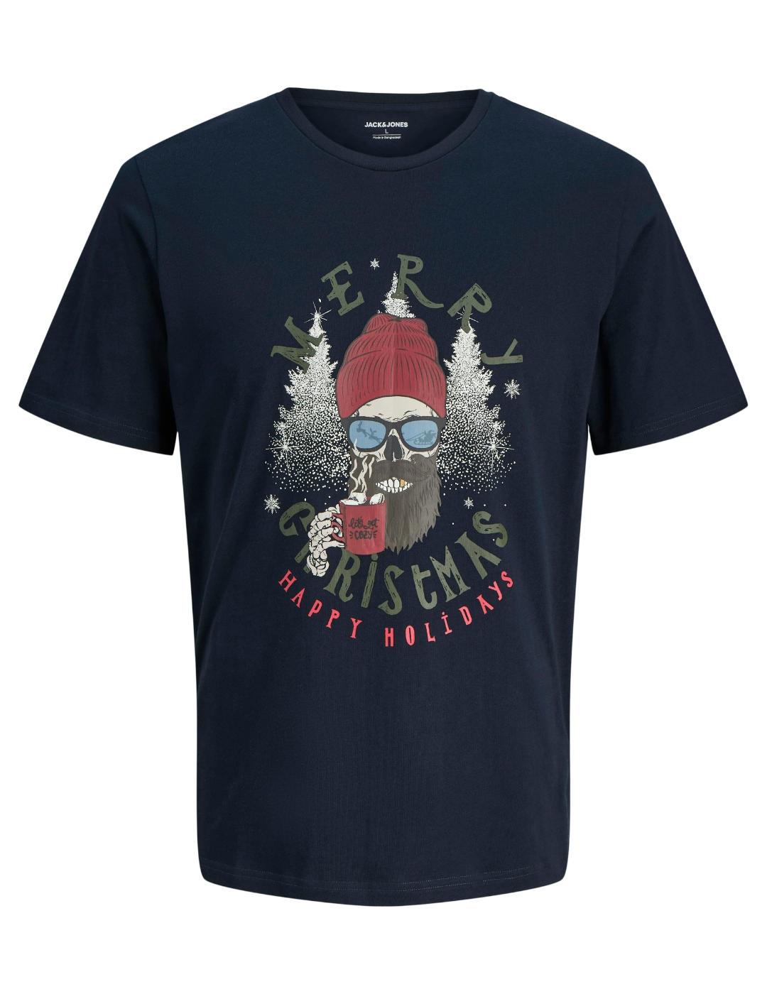 Camiseta Jack&Jones Noel azul calavera para hombre