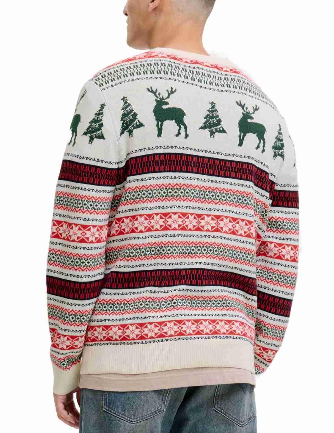 Jersey Jack&Jones Xmas multicolor blanco y rojo para hombre