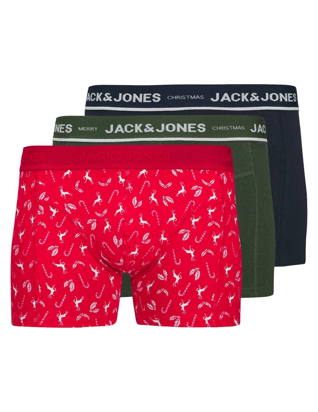 Pack 3 Calzoncillos Jack&Jones bóxer navideños de hombre