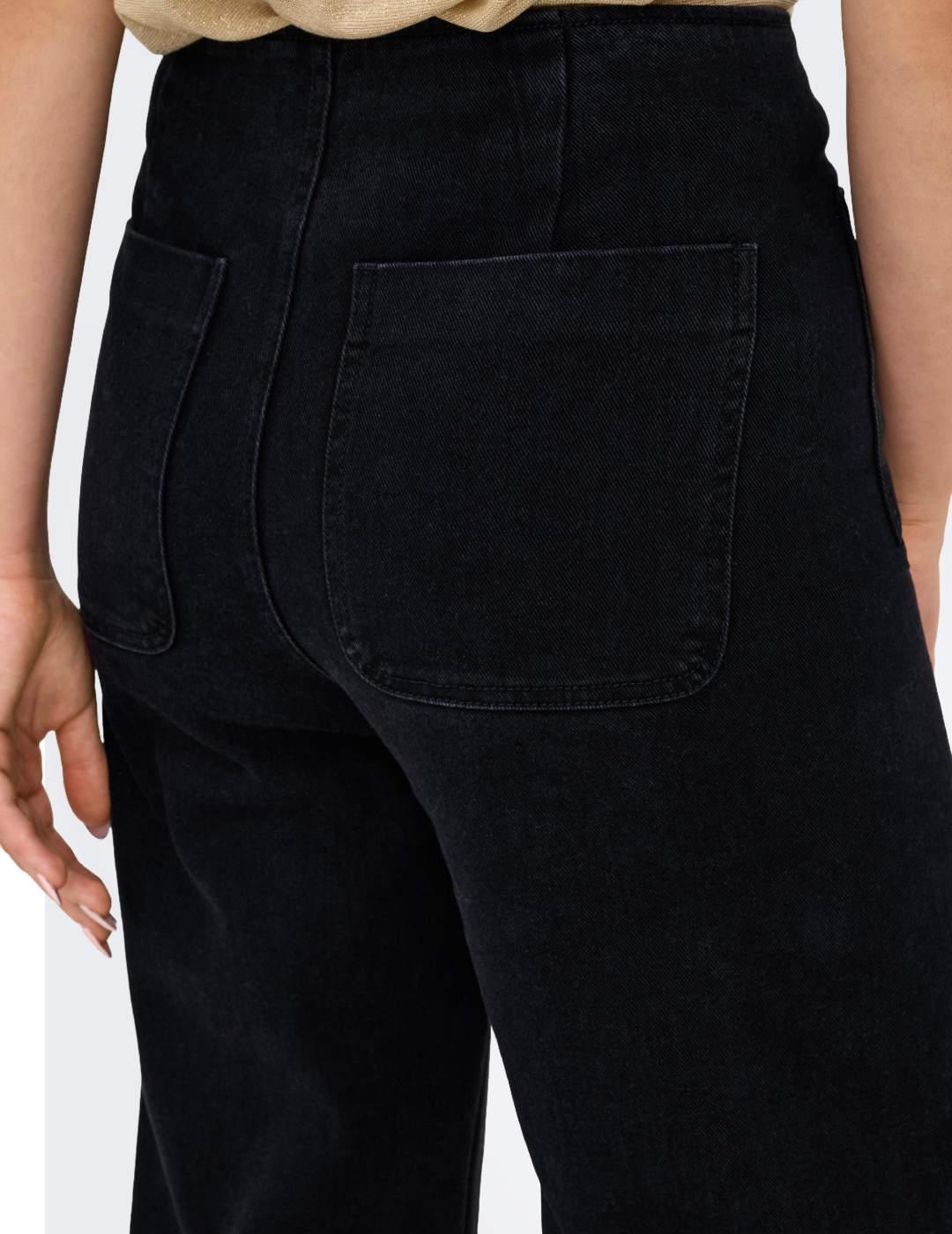 Vaquero Only Madeline negro wide fit botones para mujer