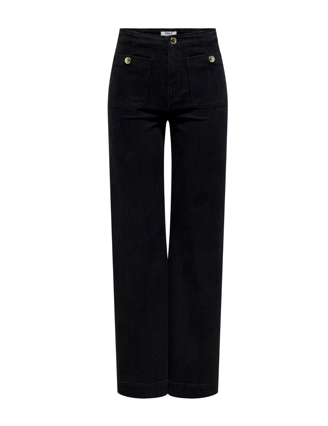 Vaquero Only Madeline negro wide fit botones para mujer