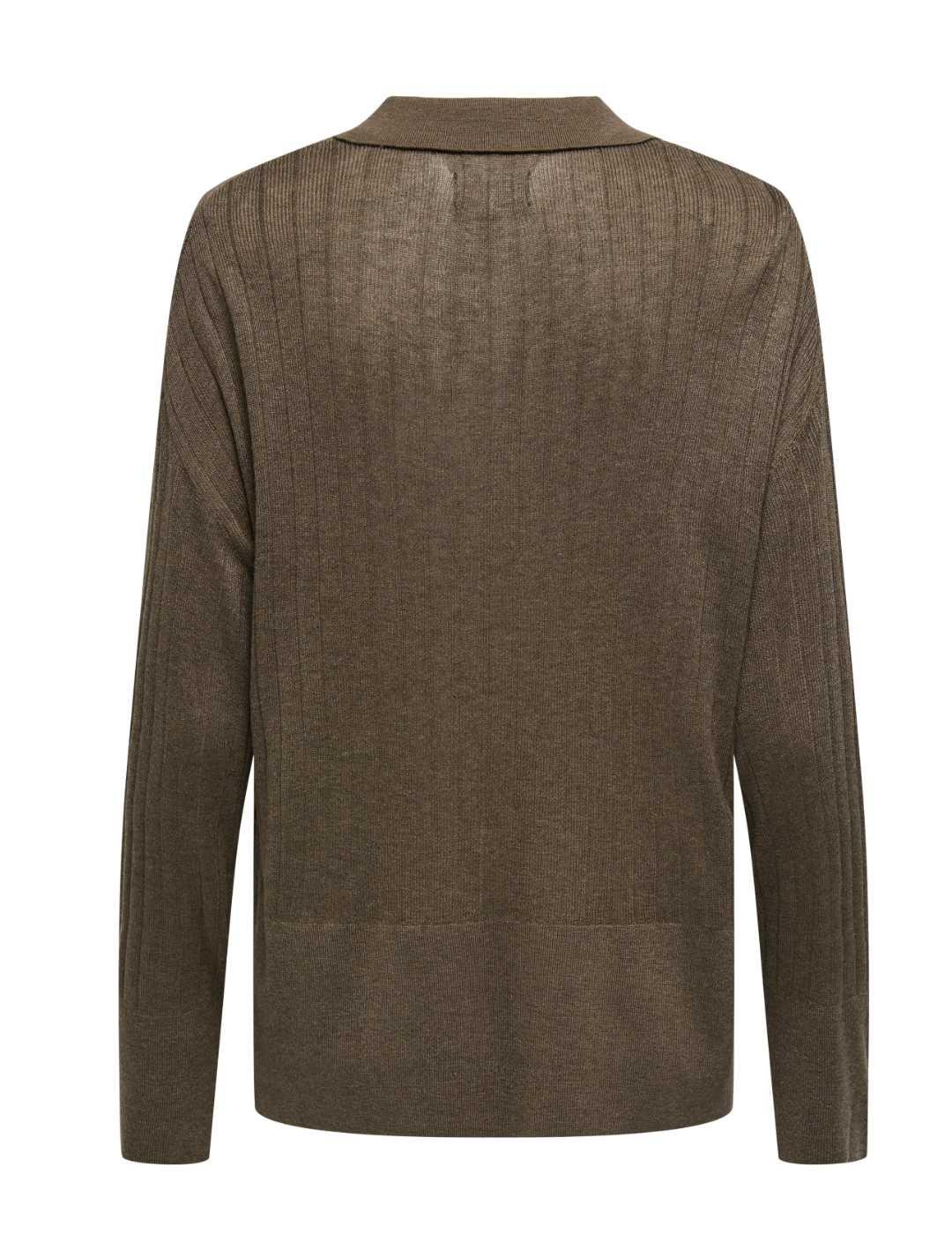 Jersey Only Tara cuello en V marrón de punto para mujer