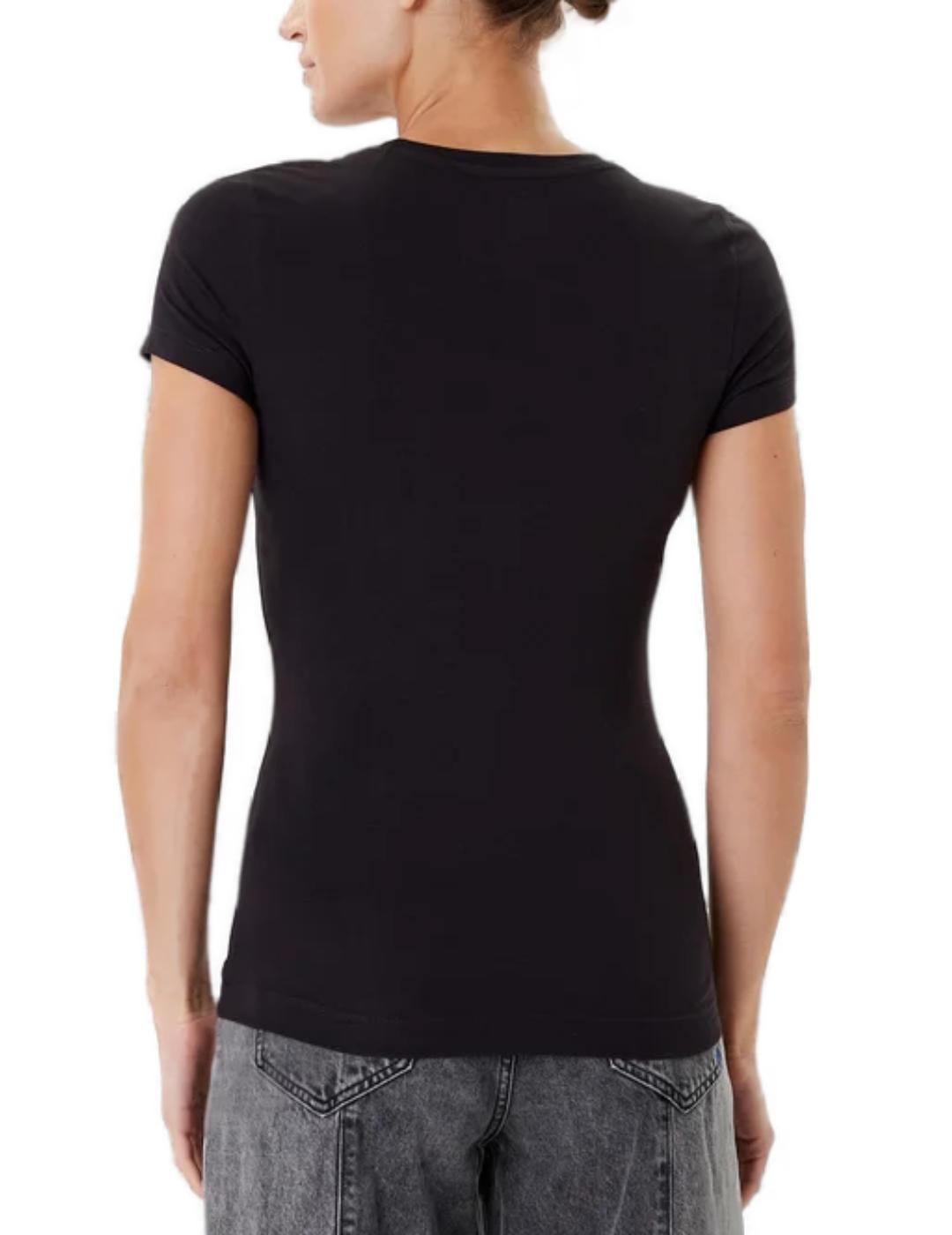 Camiseta Guess Logo Hot negra brillos manga corta para mujer