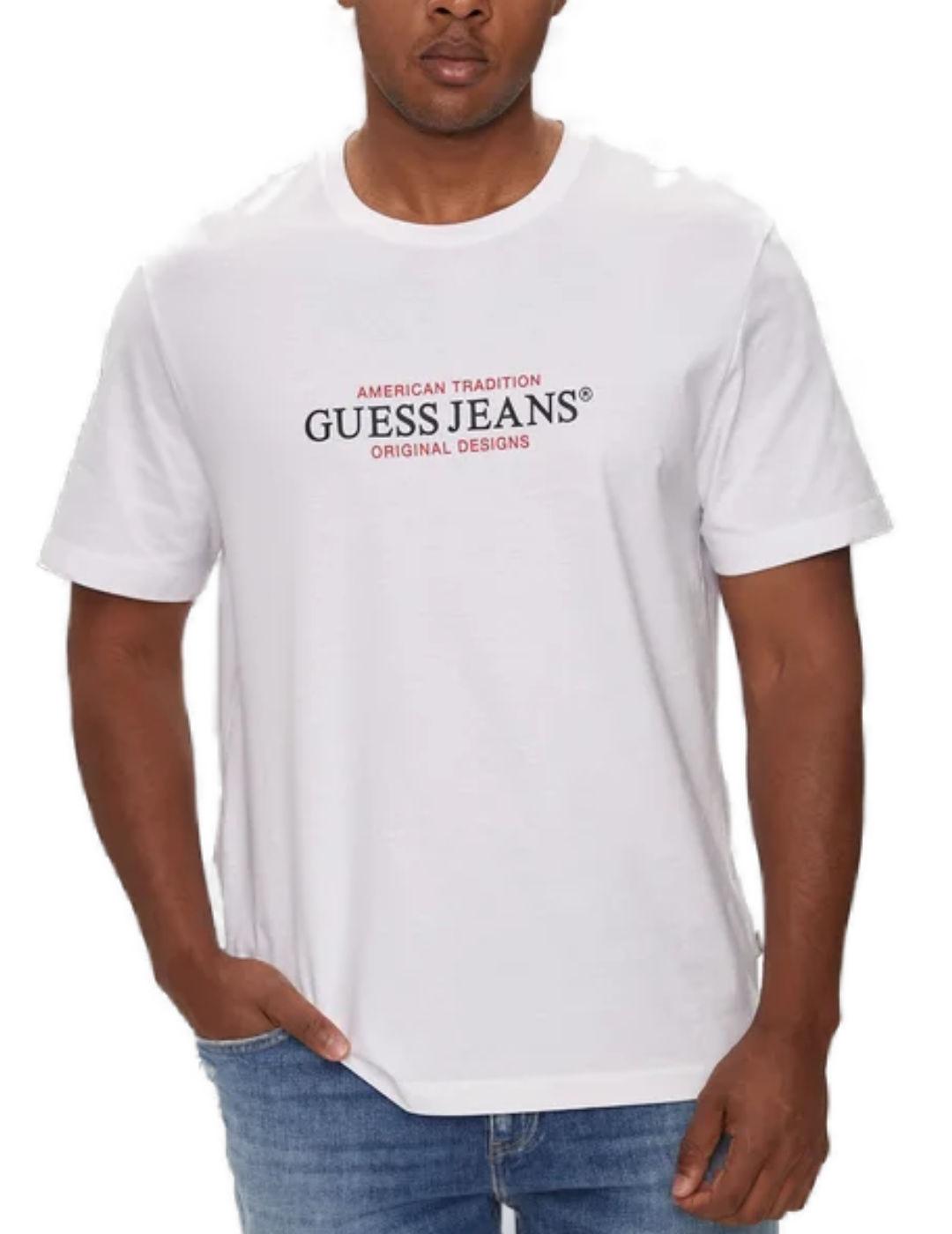 Camiseta Guess American blanca manga corta para hombre