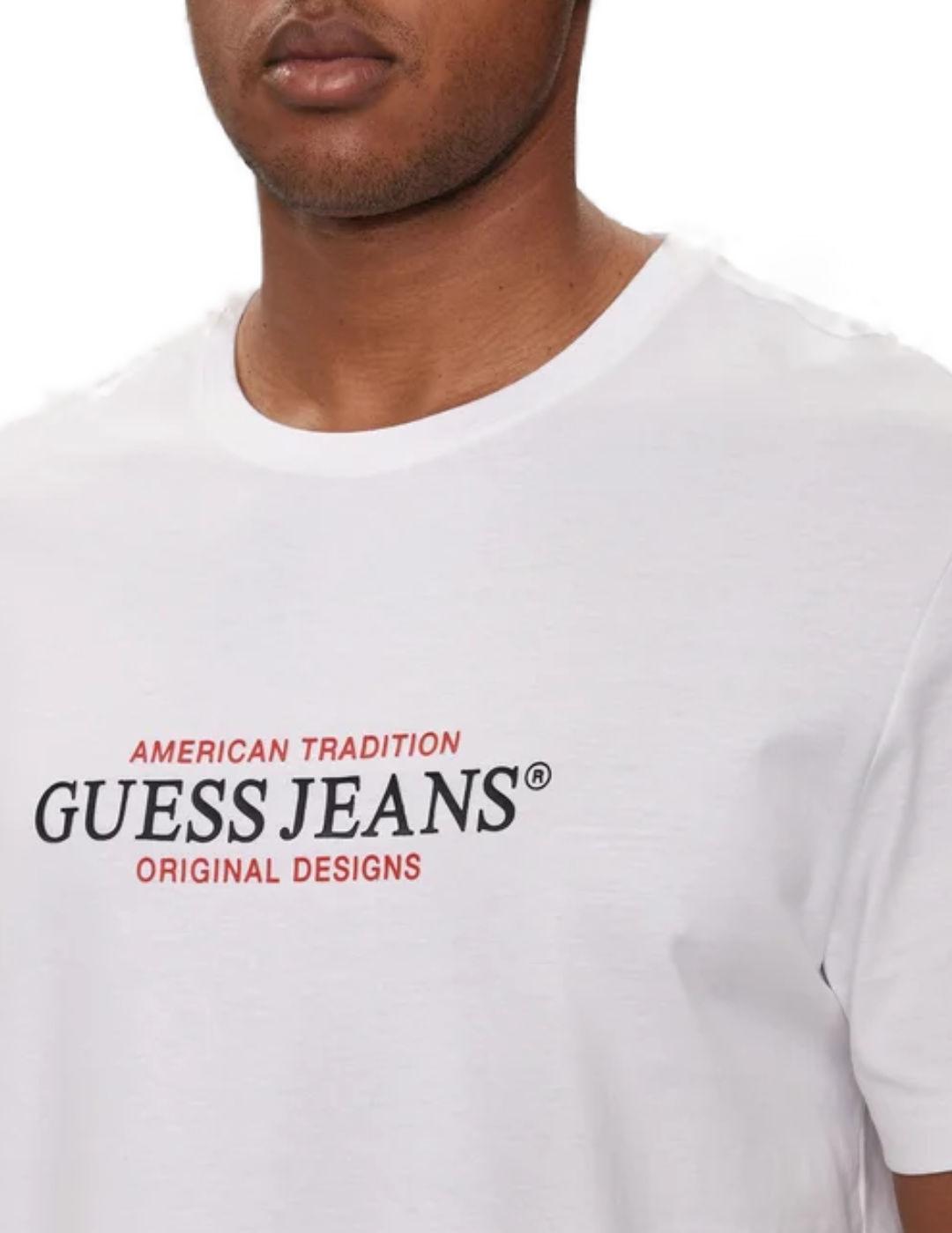 Camiseta Guess American blanca manga corta para hombre