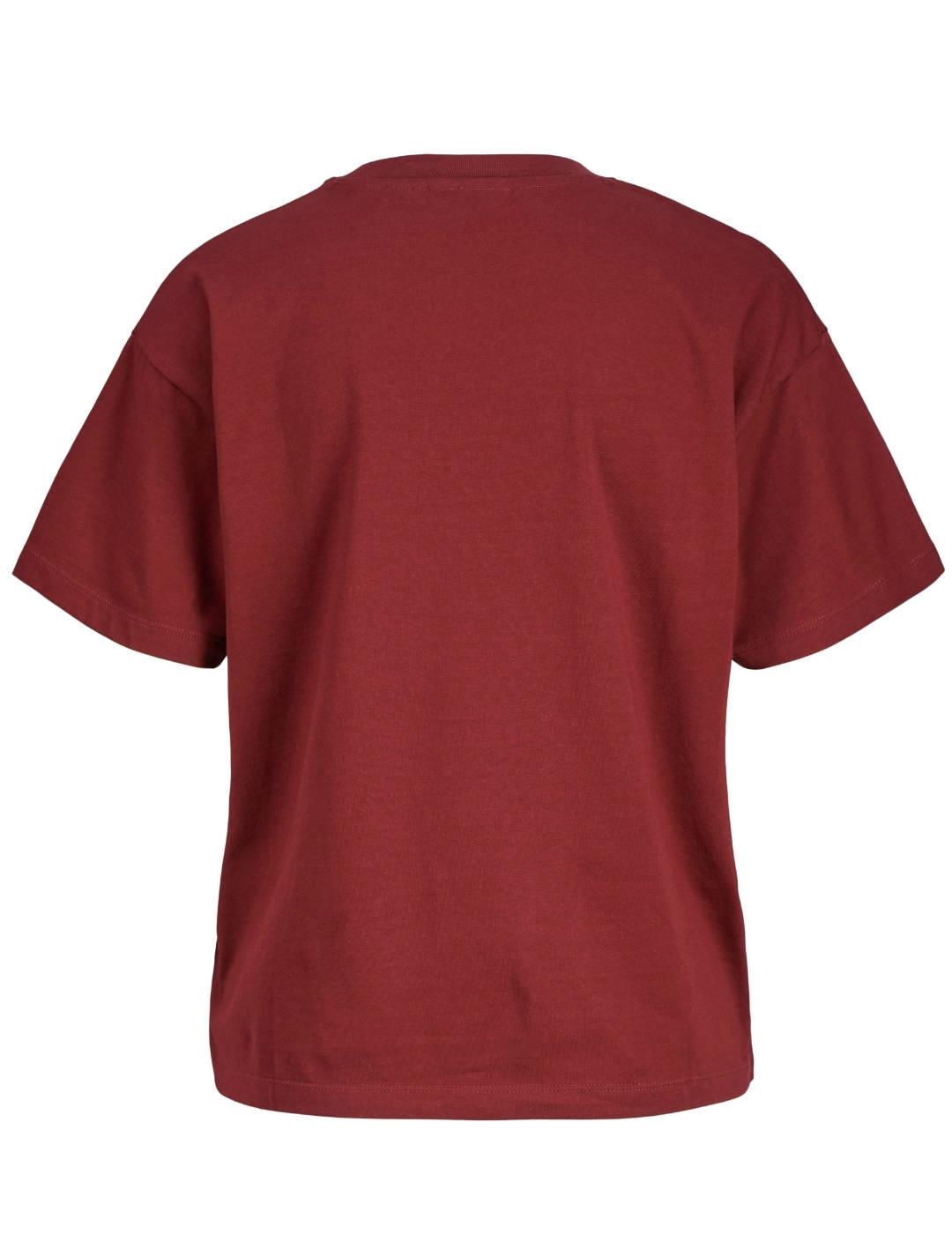 Camiseta JJXX Cana Too Cute granate oversized de mujer