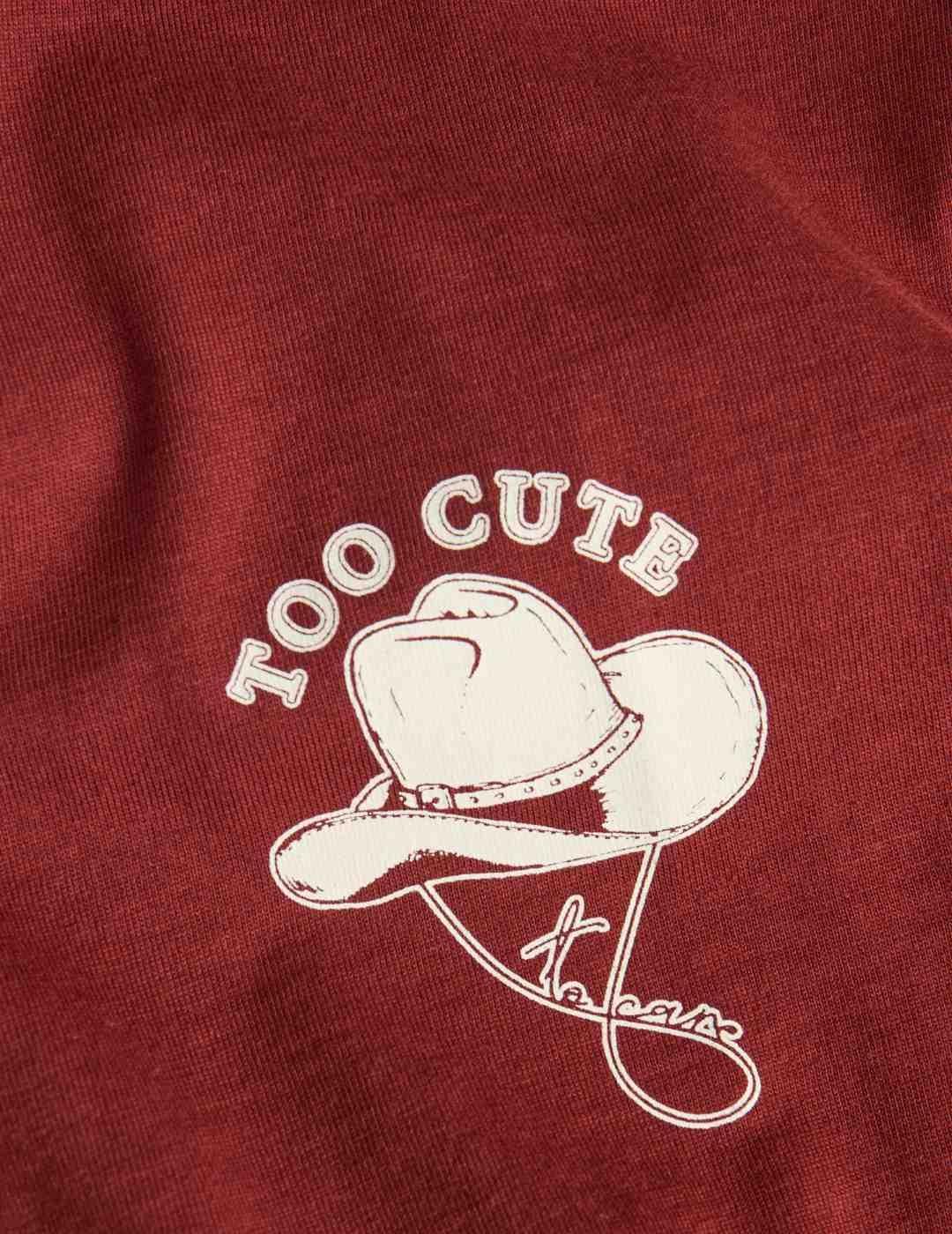 Camiseta JJXX Cana Too Cute granate oversized de mujer