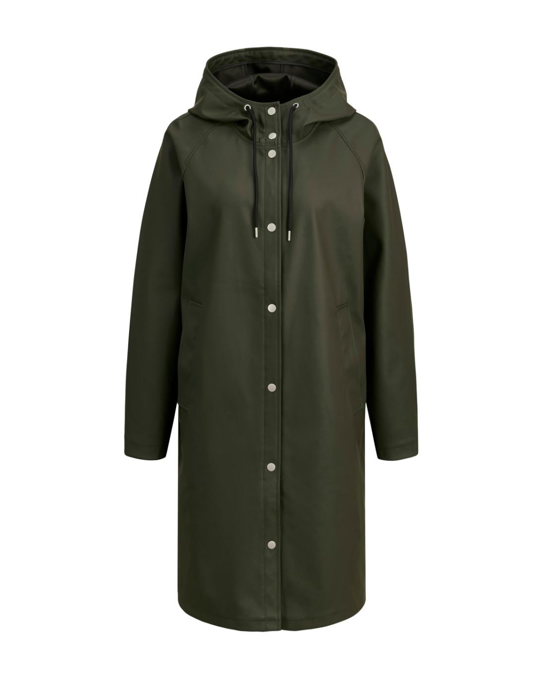 Chubasquero JJXX Paige verde oscuro largo para mujer