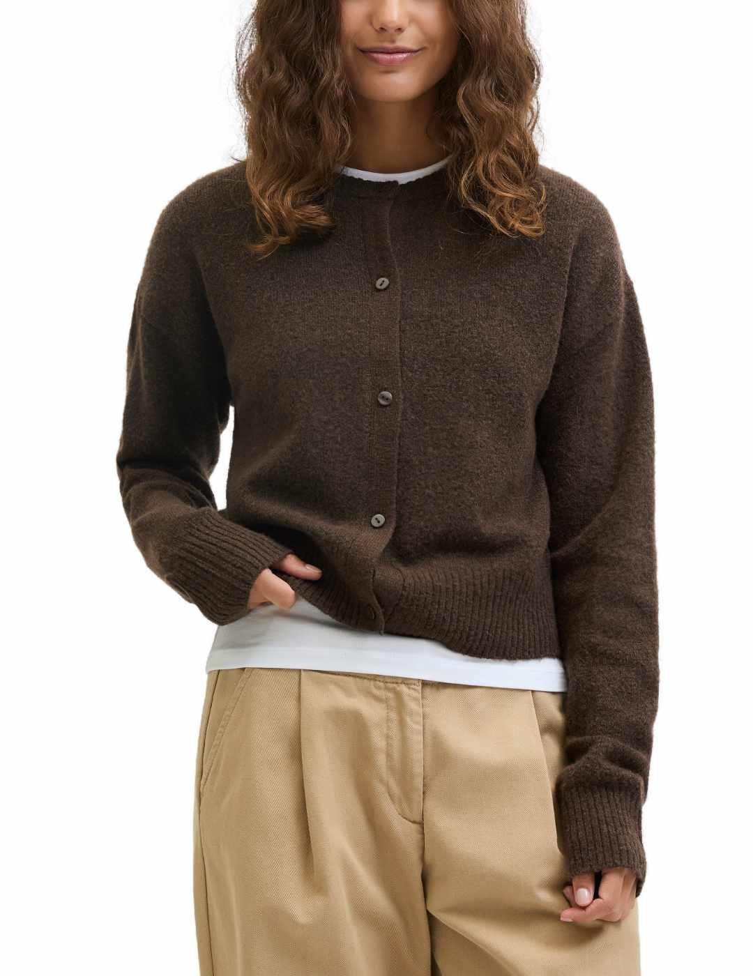 Cárdigan JJXX Natalie marrón con lana para mujer