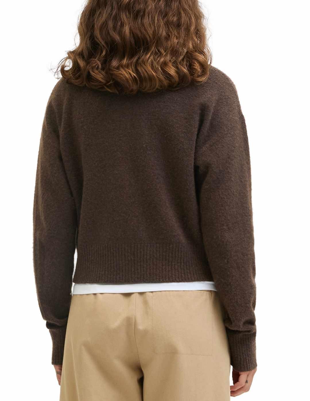 Cárdigan JJXX Natalie marrón con lana para mujer