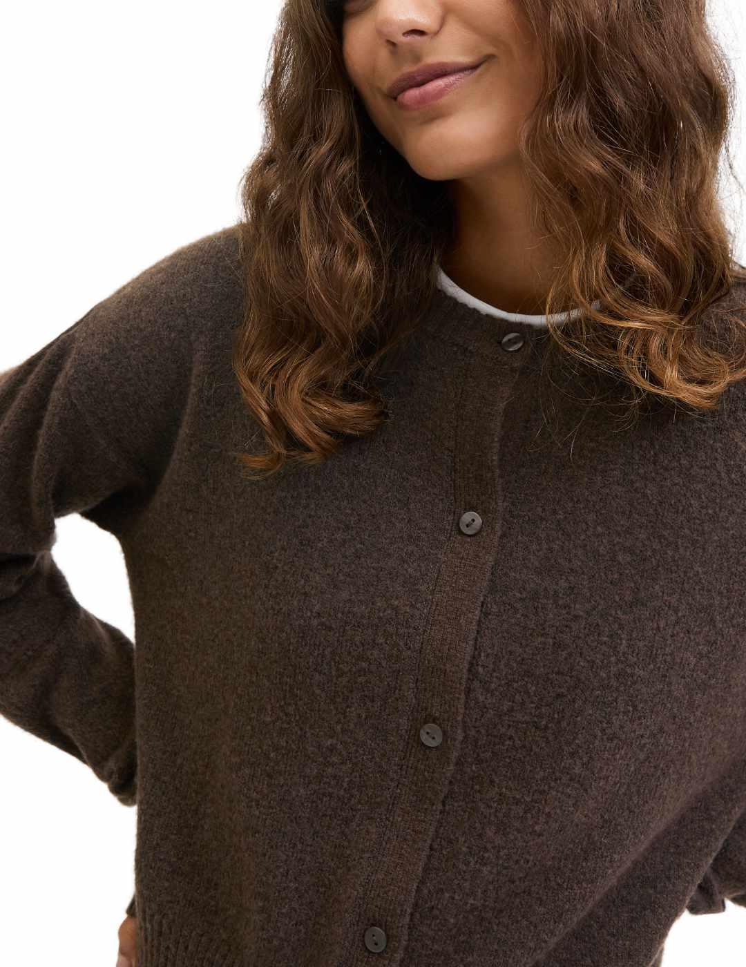 Cárdigan JJXX Natalie marrón con lana para mujer