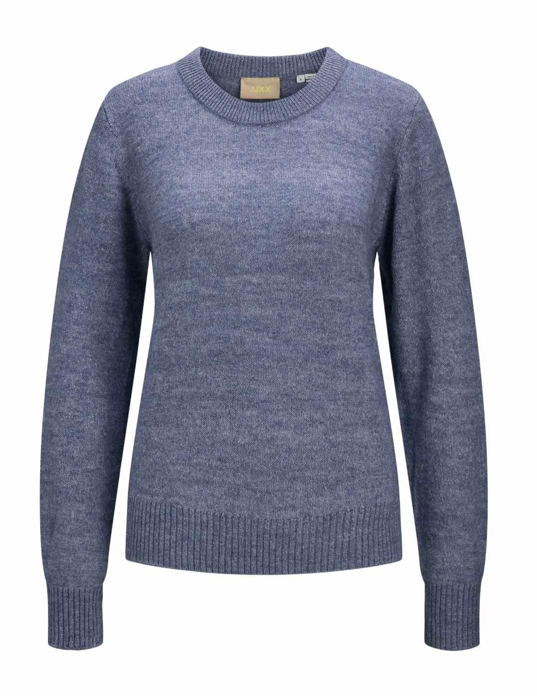 Jersey JJXX Elva azul jaspeado punto manga larga para mujer