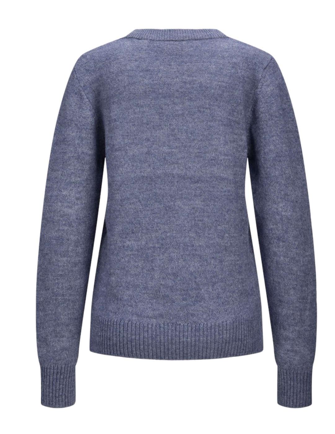 Jersey JJXX Elva azul jaspeado punto manga larga para mujer