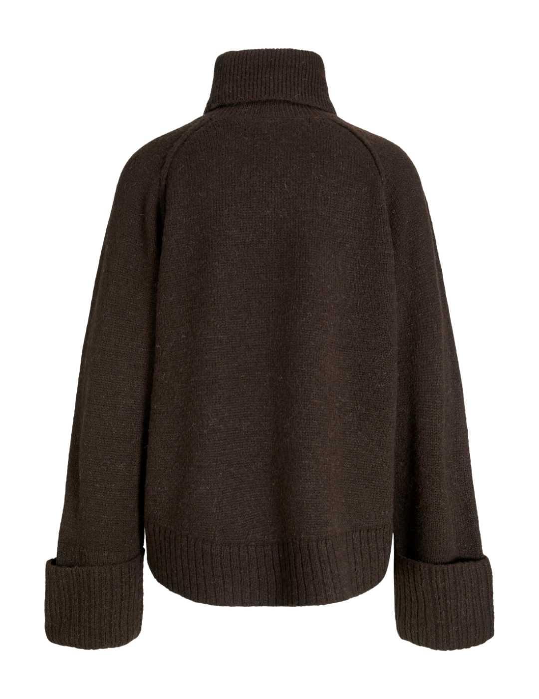 Jersey JJXX Ellinora marrón cuello vuelto punto de mujer