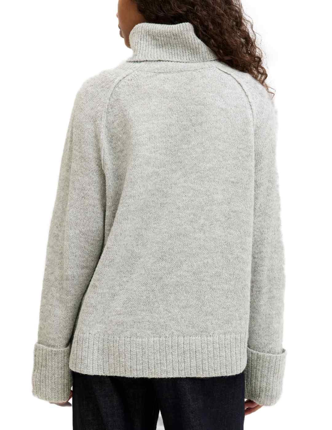 Jersey JJXX Ellinora gris claro cuello vuelto punto de mujer