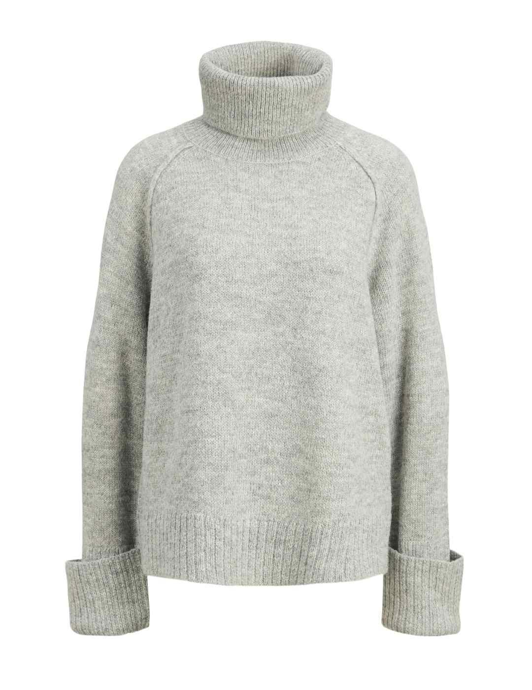 Jersey JJXX Ellinora gris claro cuello vuelto punto de mujer