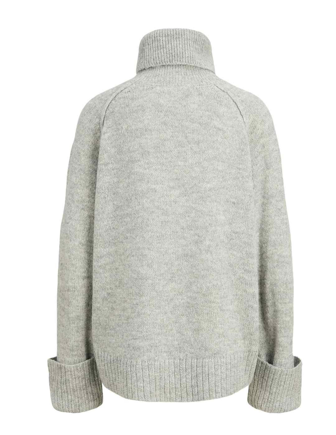 Jersey JJXX Ellinora gris claro cuello vuelto punto de mujer
