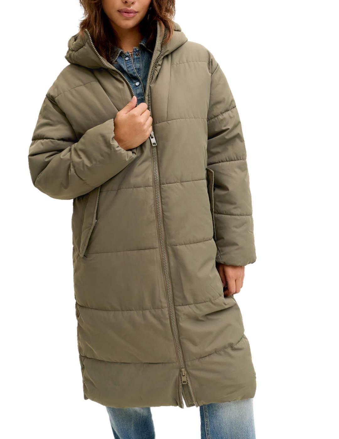 Plumas JJXX Tracy largo con capucha verde  para mujer