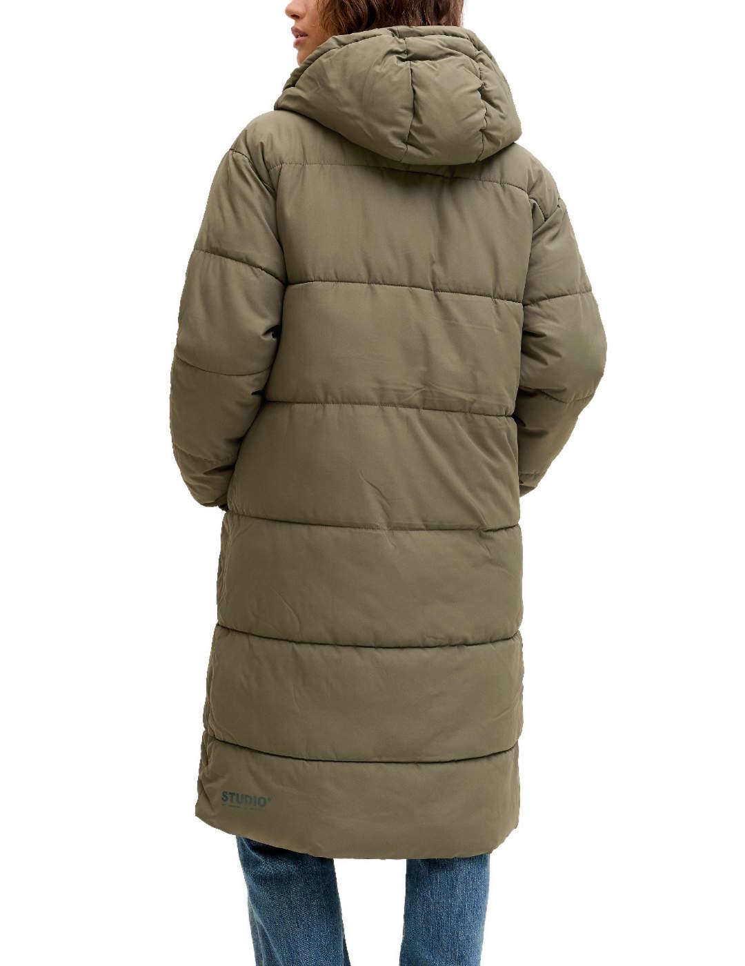 Plumas JJXX Tracy largo con capucha verde  para mujer