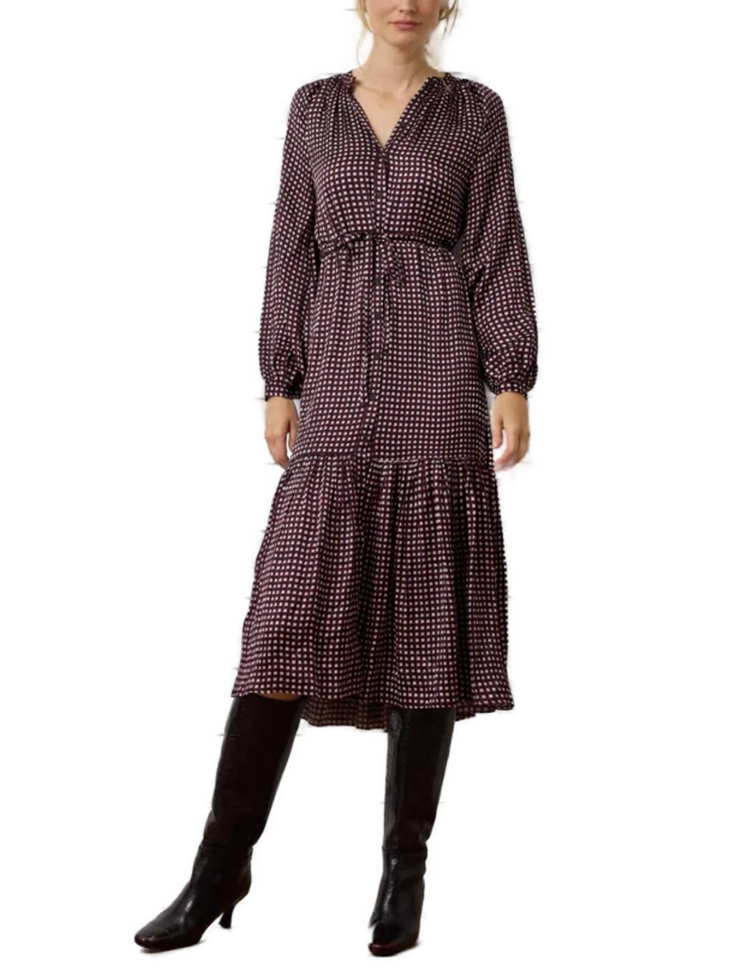 Vestido Silbon largo estampado morado geométrico para mujer