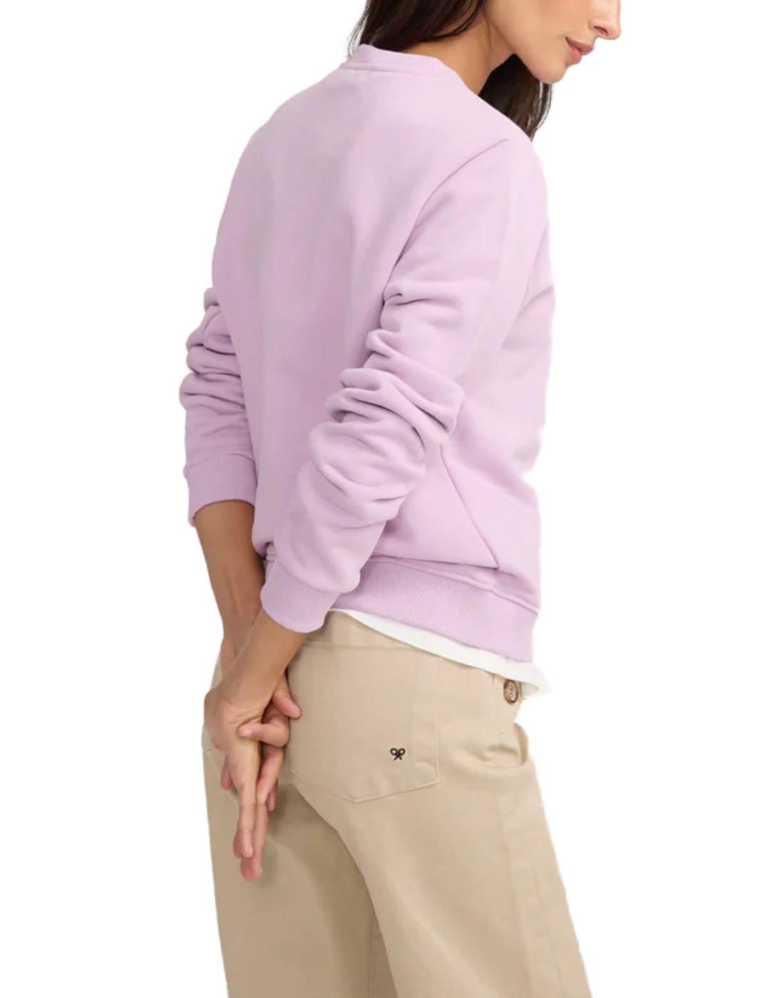 Sudadera Silbon clasica malva logo frontal para mujer