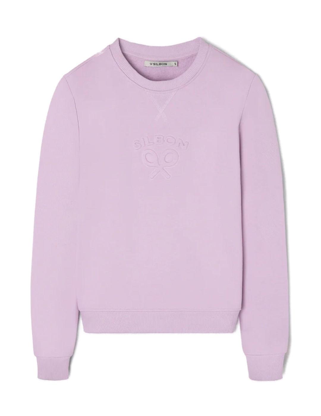 Sudadera Silbon clasica malva logo frontal para mujer