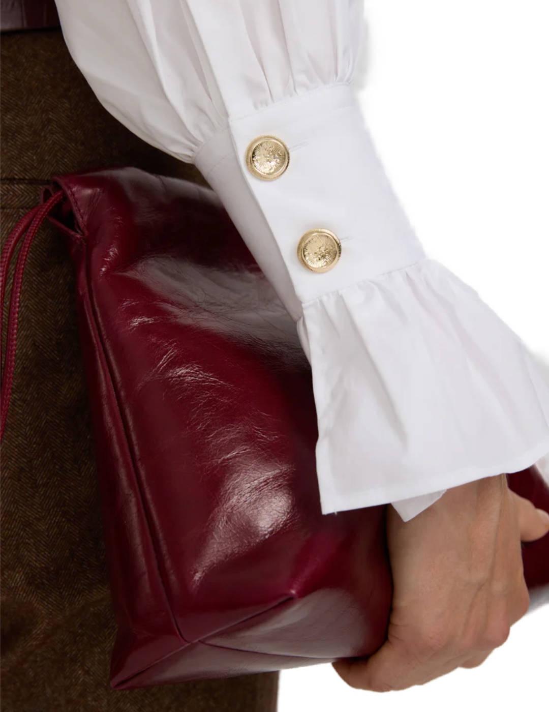 Camisa Silbon blanca  manga abullonada detalle puño de mujer