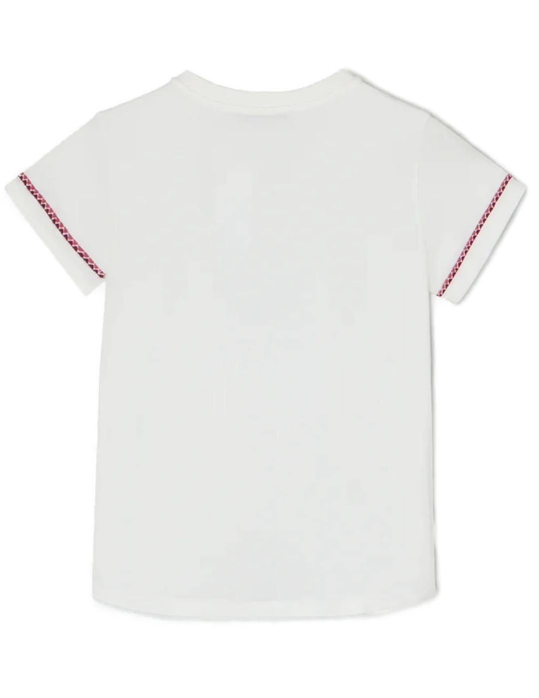 Camiseta Silbon bordado étnico blanca manga corta de mujer