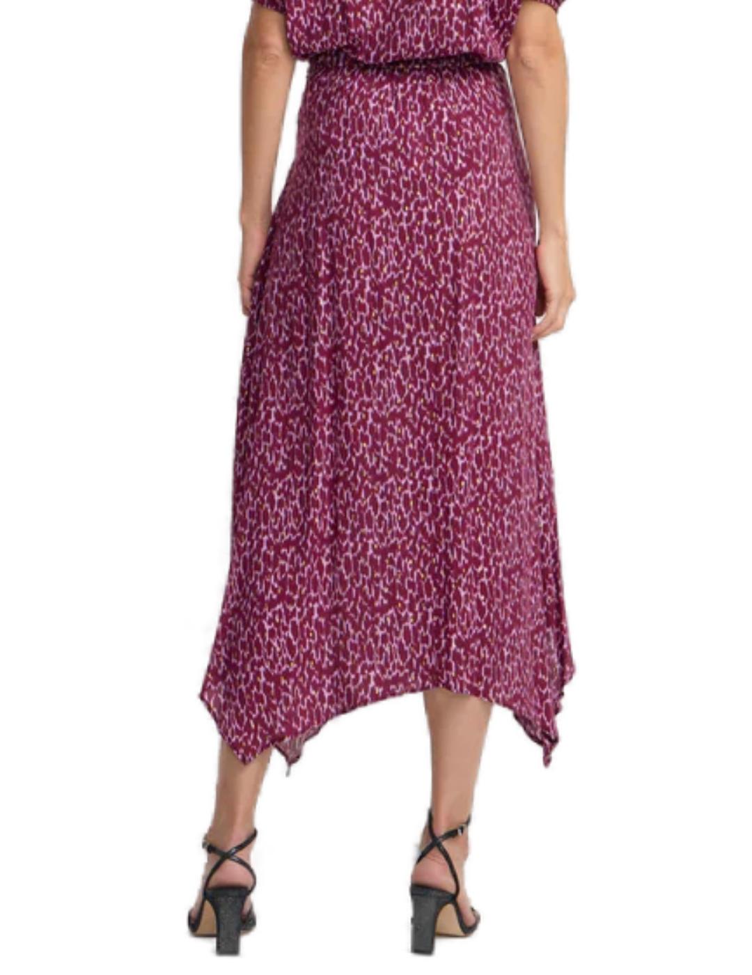 Falda Silbon midi asimetrica estampado lurex para mujer