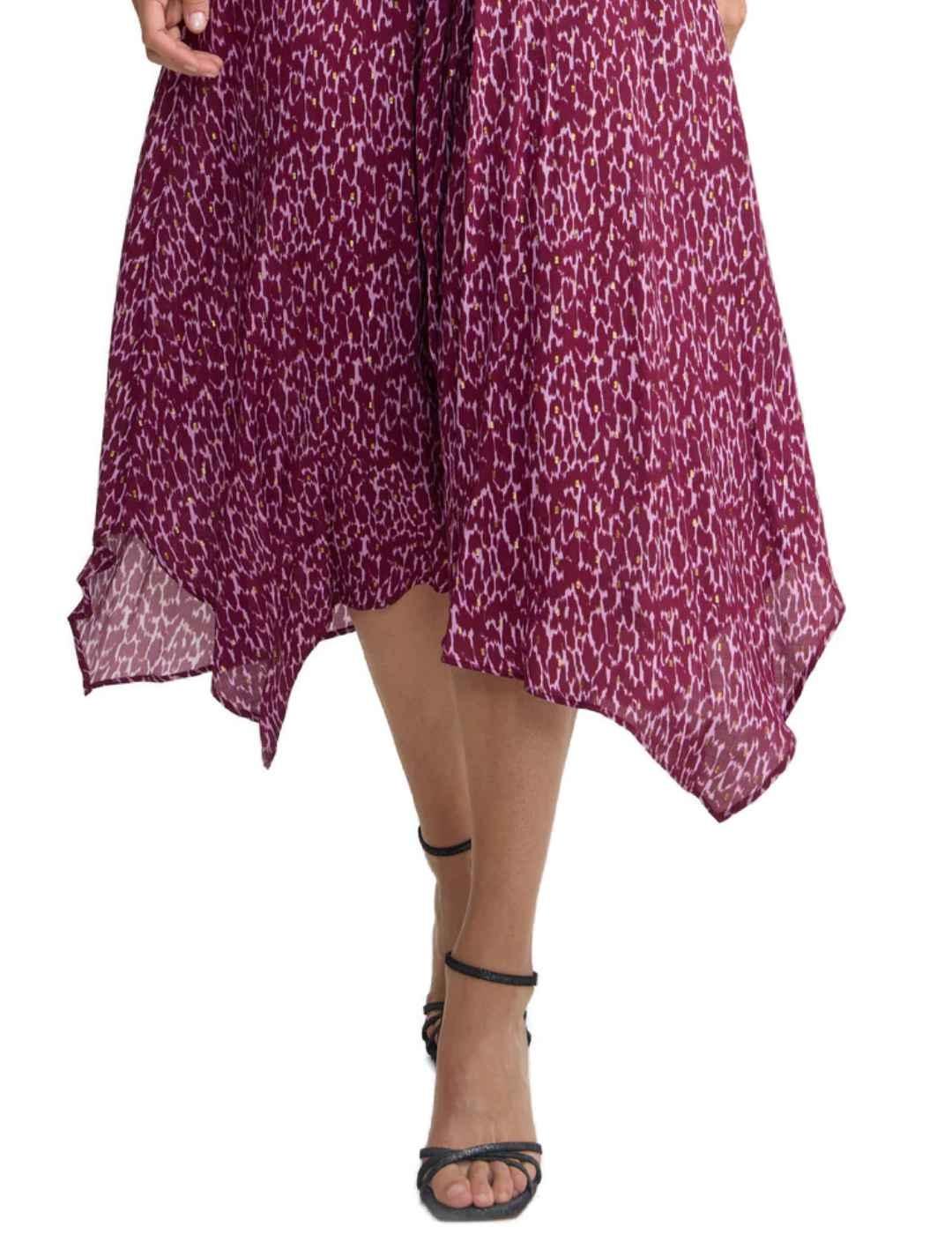 Falda Silbon midi asimetrica estampado lurex para mujer