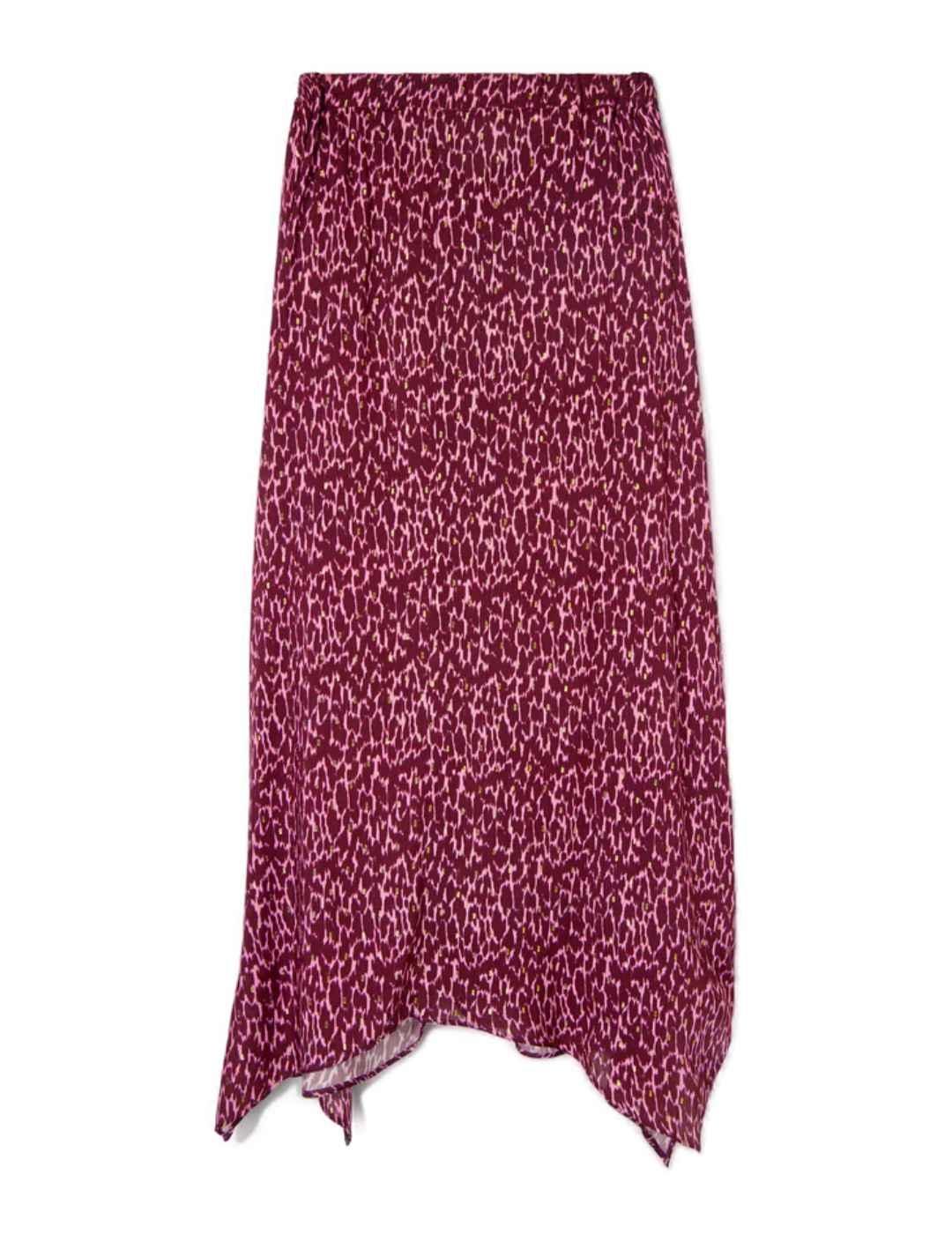 Falda Silbon midi asimetrica estampado lurex para mujer
