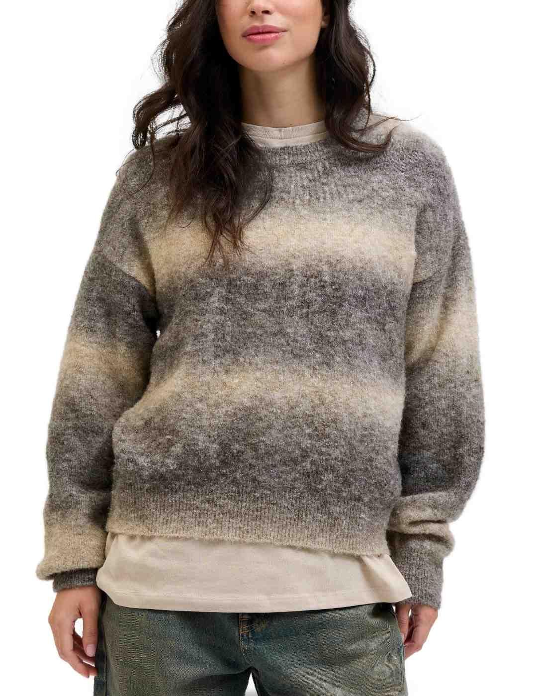 Jersey JJXX Amira marrón rayas manga larga para mujer