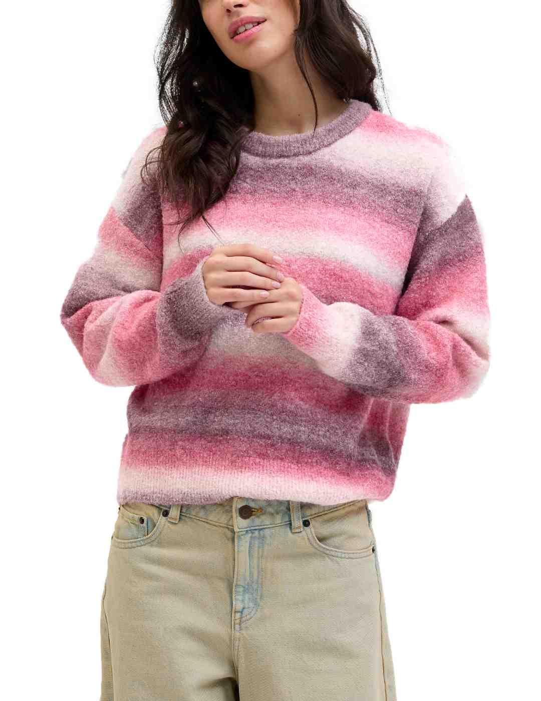 Jersey JJXX Amira rosa rayas manga larga para mujer