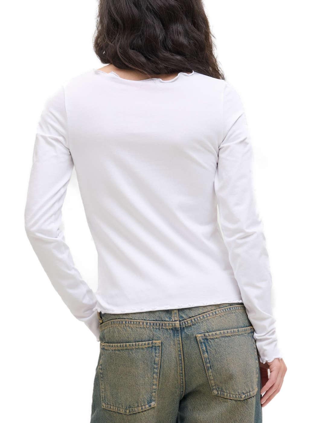 Camiseta JJXX Gigi blanca ajustada manga larga para mujer