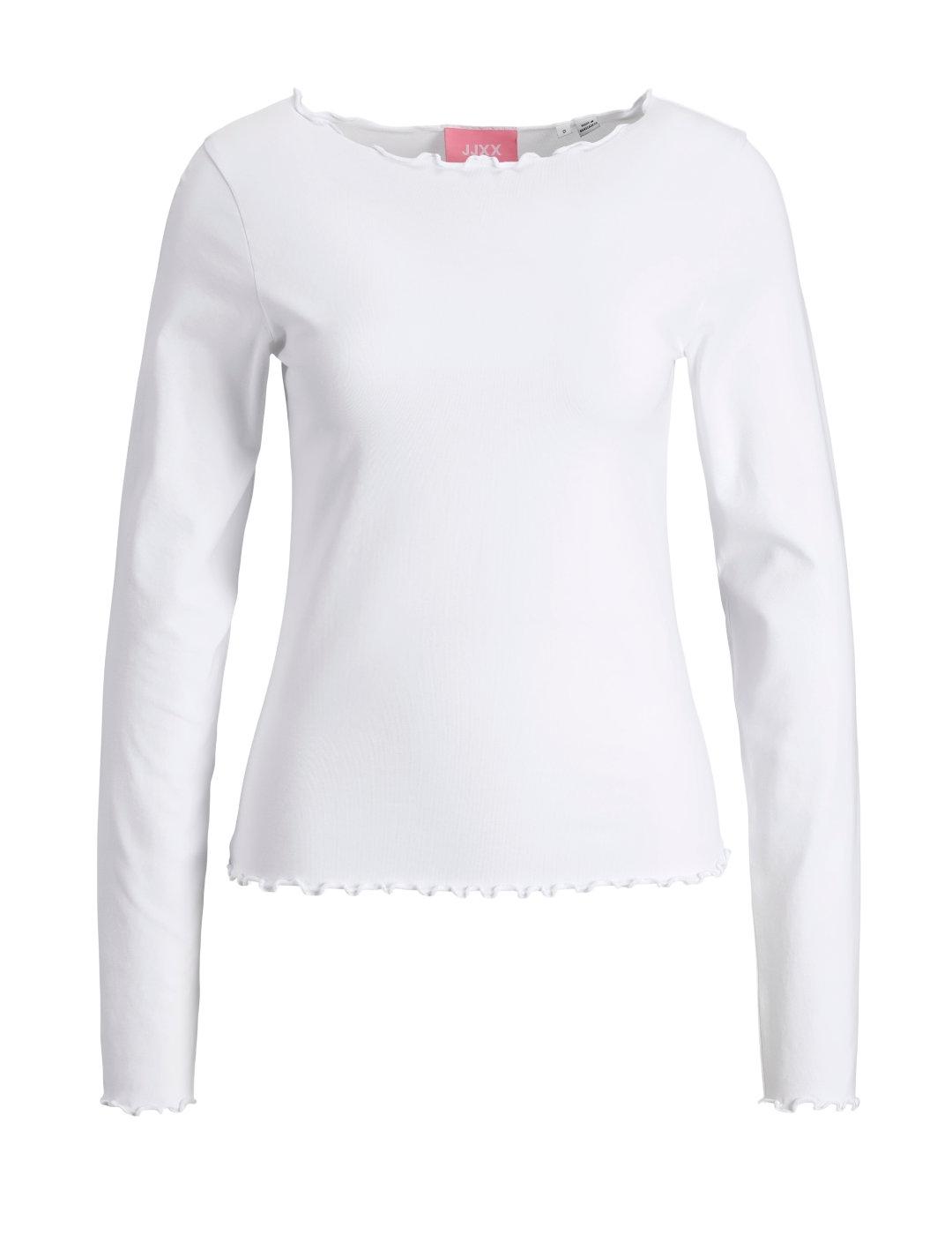 Camiseta JJXX Gigi blanca ajustada manga larga para mujer