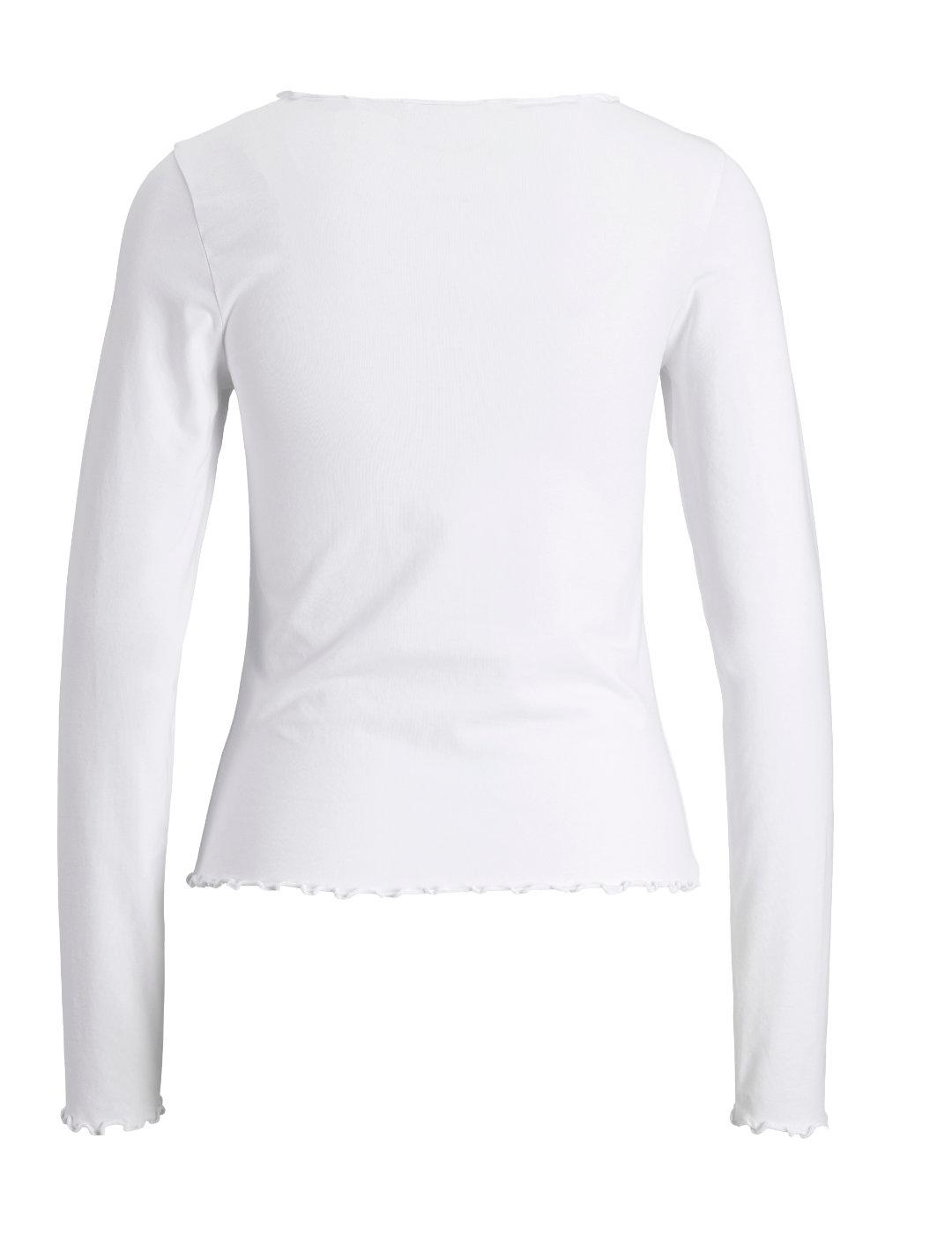 Camiseta JJXX Gigi blanca ajustada manga larga para mujer