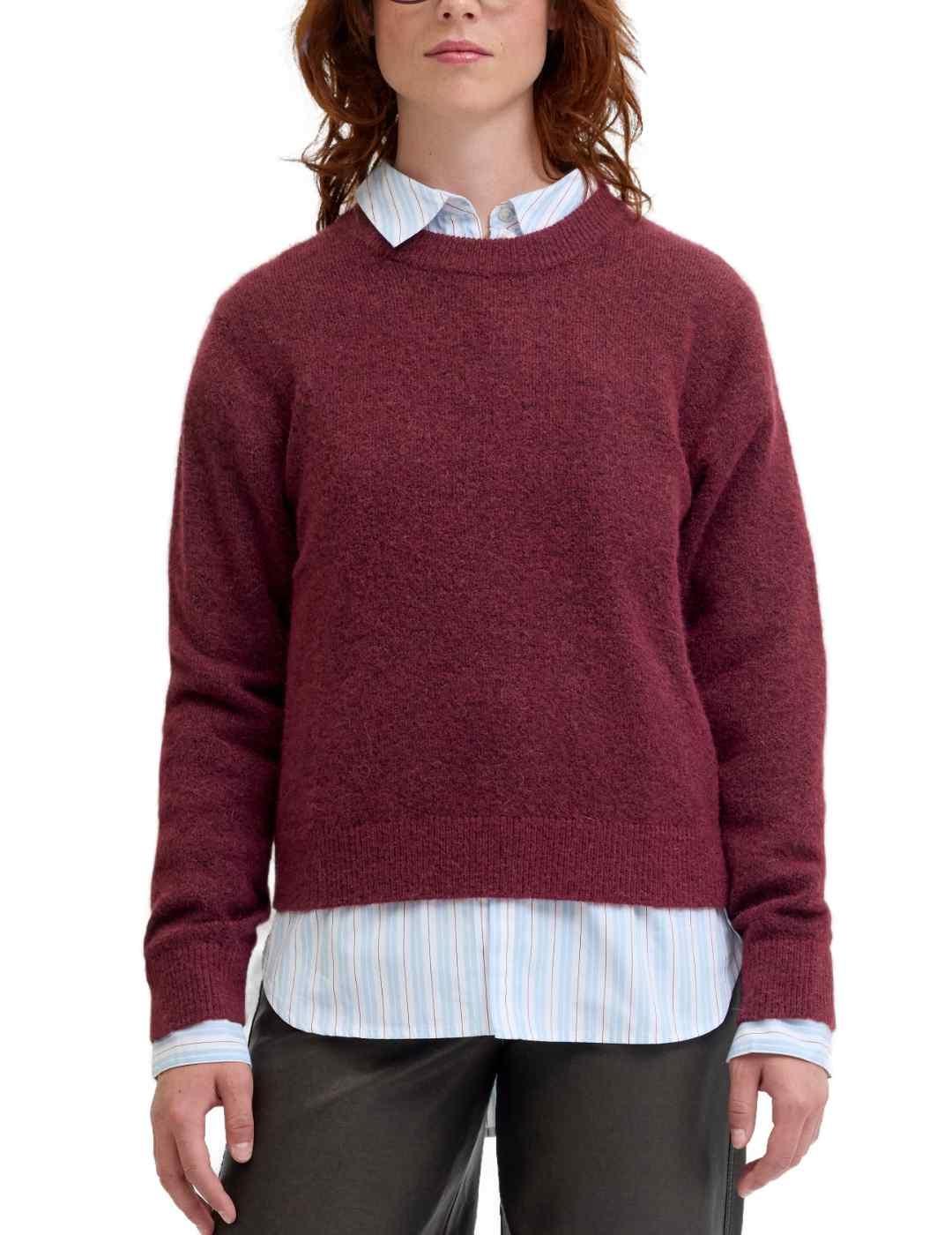 Jersey JJXX Evi burdeos punto manga larga de mujer