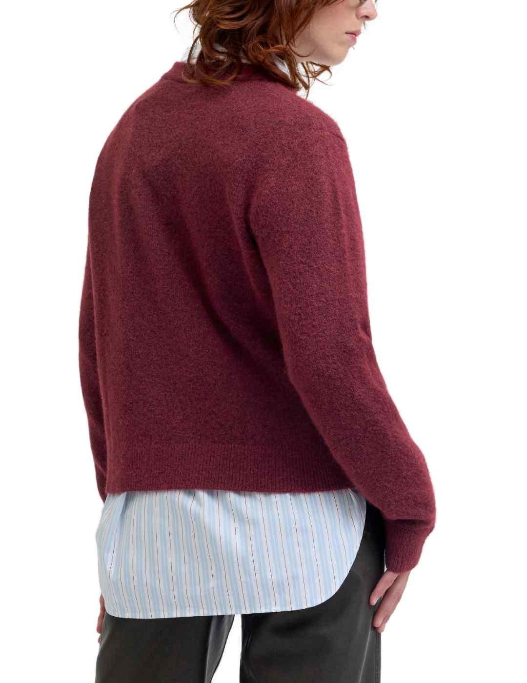 Jersey JJXX Evi burdeos punto manga larga de mujer