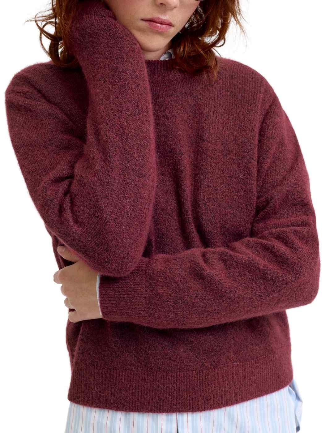 Jersey JJXX Evi burdeos punto manga larga de mujer