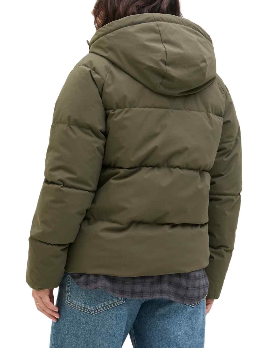 Chaqueta JJXX Global verde acolchado capucha para mujer