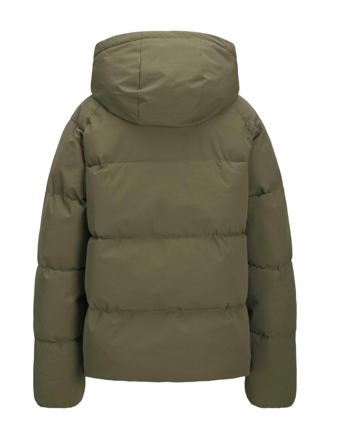 Chaqueta JJXX Global verde acolchado capucha para mujer