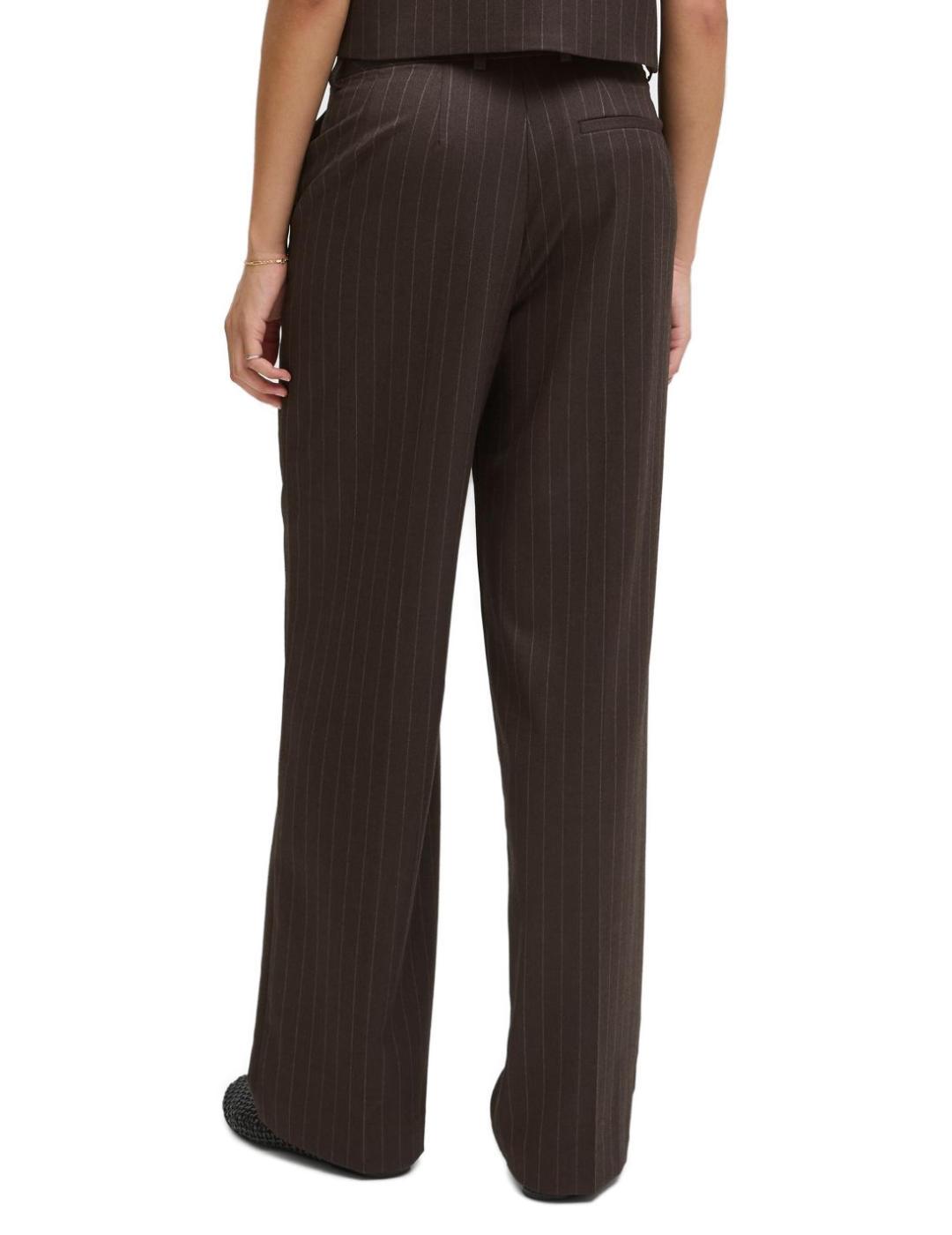 Pantalón JJXX Ana raya diplomática marrón para mujer