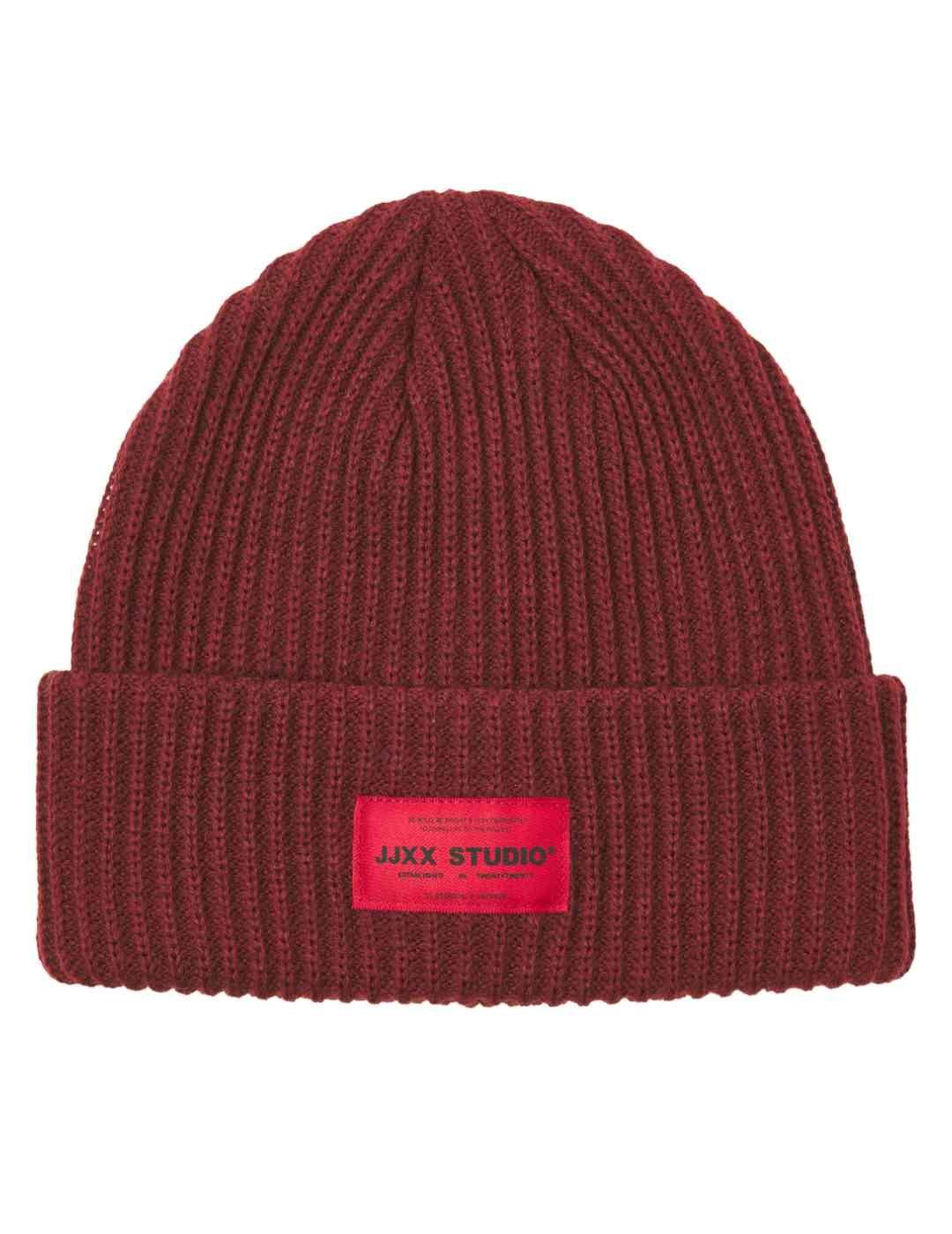 Gorro JJXX Othelia burdeos de punto para mujer