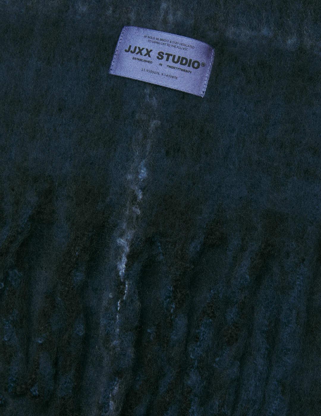 Bufanda JJXX Leslie cuadros azul punto con flecos para mujer